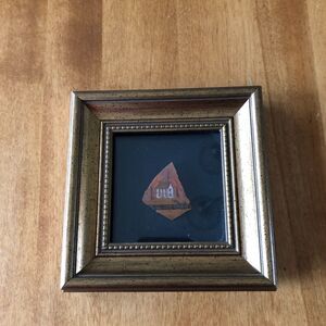 Hand Painted Folk Art Farmhouse Cabin Red Slate? Framed Unique Country 4 1/2"